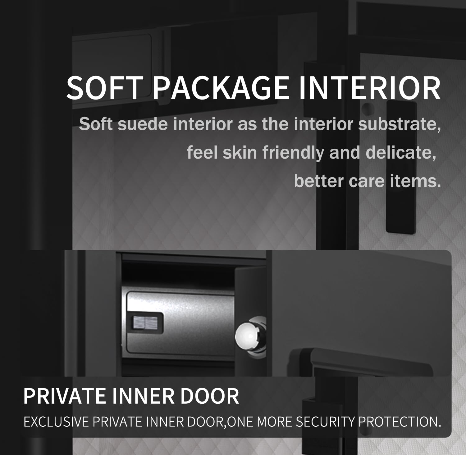 Touchscreen Biometric Fingerprint Safe Box,Full Soft Package Interior with Private Inner Door Digital Heavy Personal Private Cabinet Home Safes,Suitable for Home, Office, Bedroom(Grey)