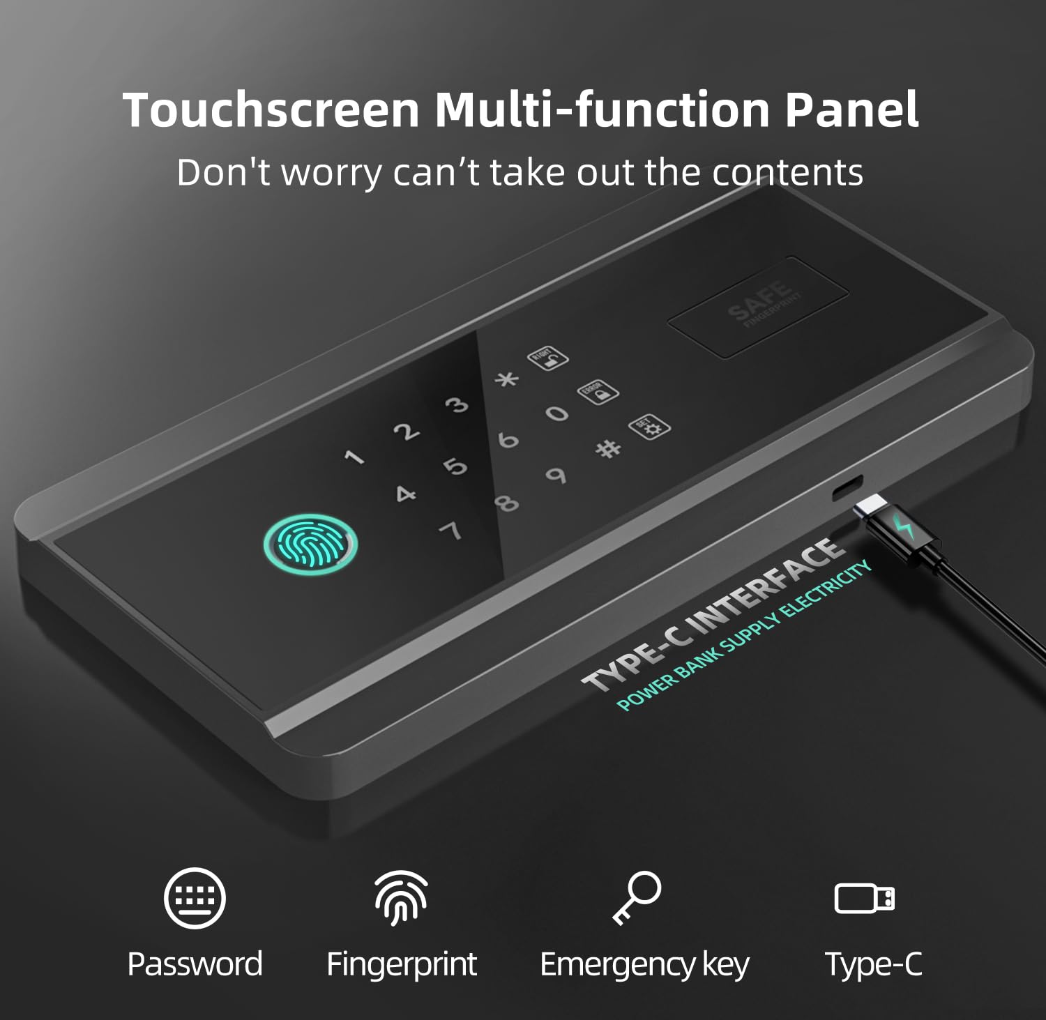 Touchscreen Biometric Fingerprint Safe Box,Full Soft Package Interior with Private Inner Door Digital Heavy Personal Private Cabinet Home Safes,Suitable for Home, Office, Bedroom(Grey)