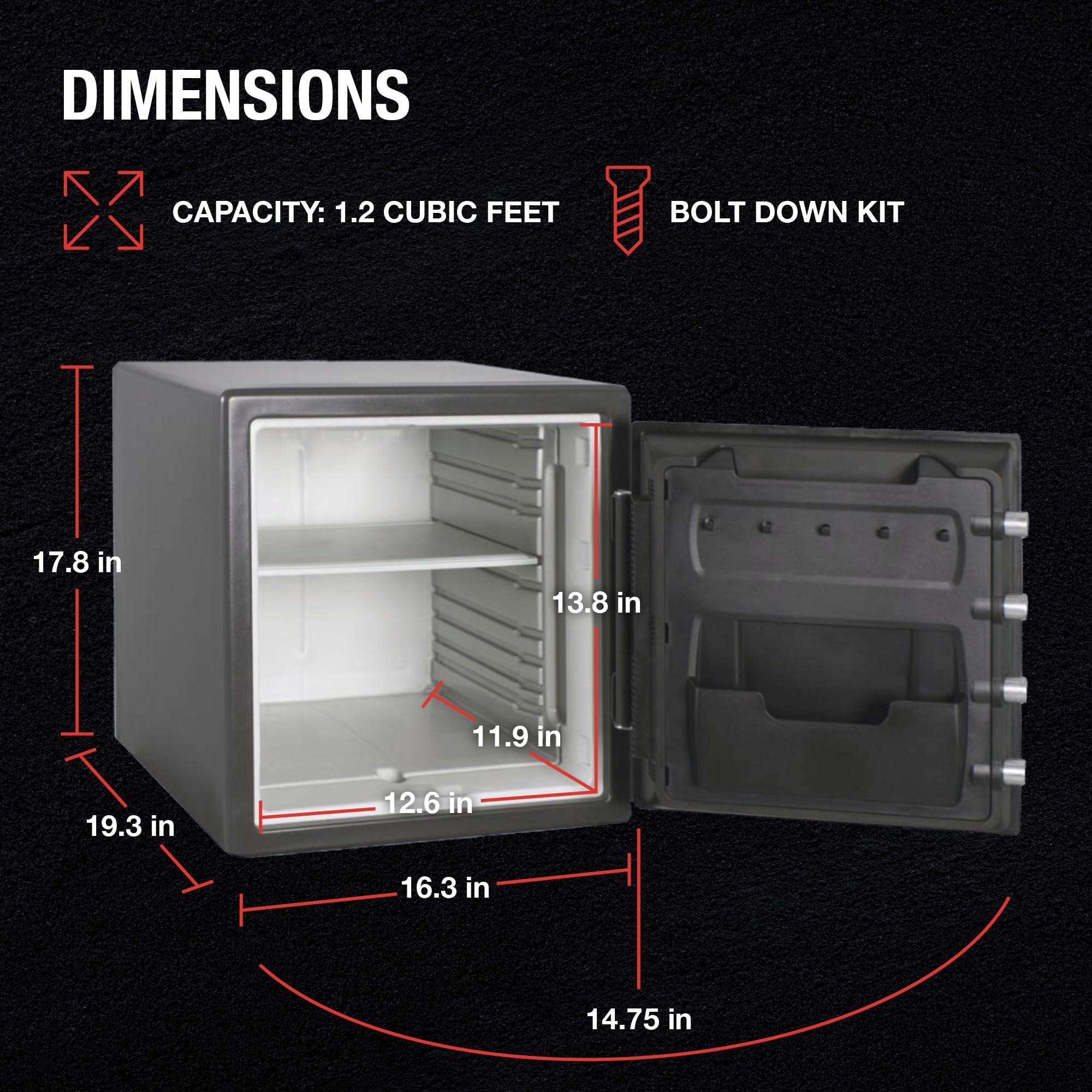 SFW123DSB Fireproof and Water Resistant, 33.6L, Preset dial Combination, Medium Grey, 1.23 cu. Ft. Combo Safe