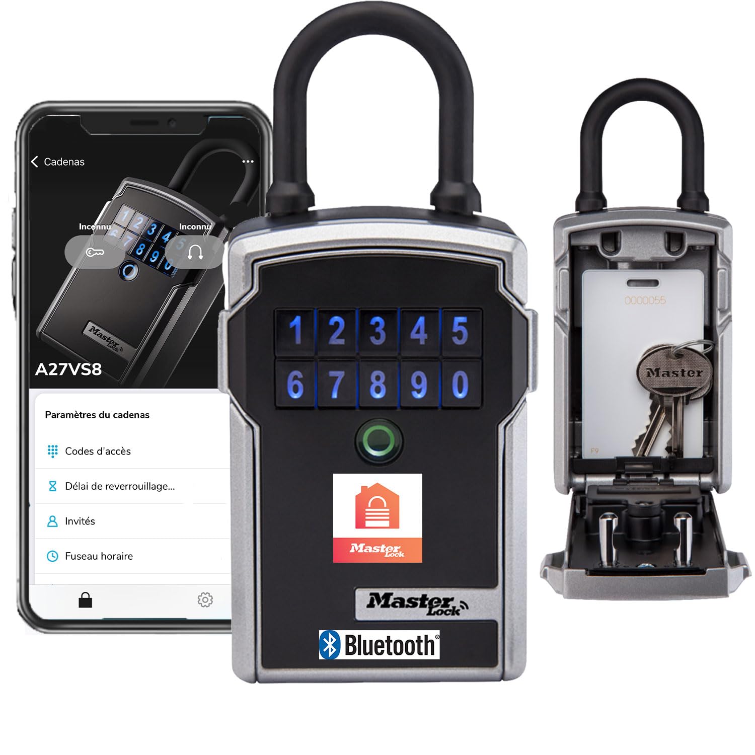 Portable Smart Connected Key Safe with Shackle, Bluetooth or Combination, Medium 183 x 83 x 59 mm, Outdoor, for Home Office Industries Vehicles