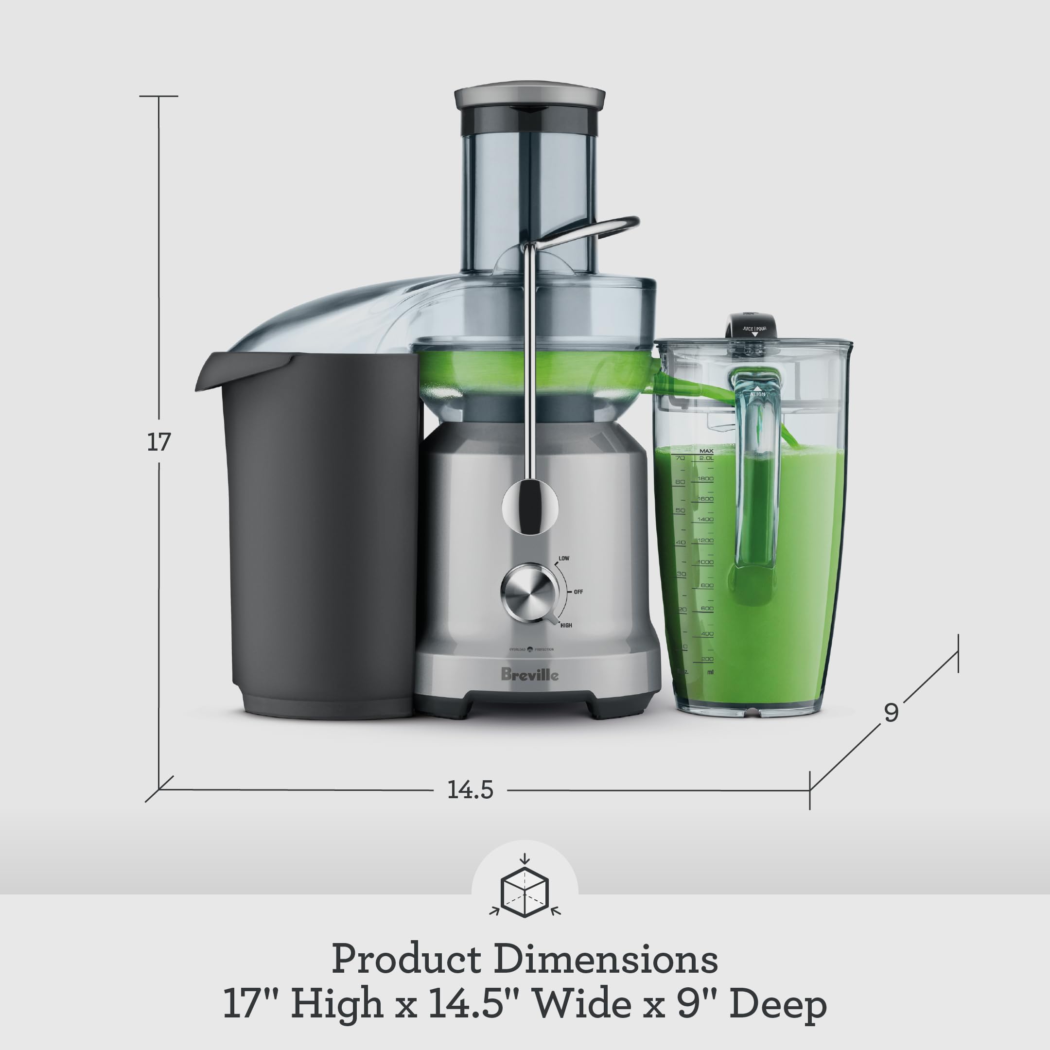 BJE430SIL The Juice Fountain Cold, 18/8 Stainless Steel, 850 W, Silver