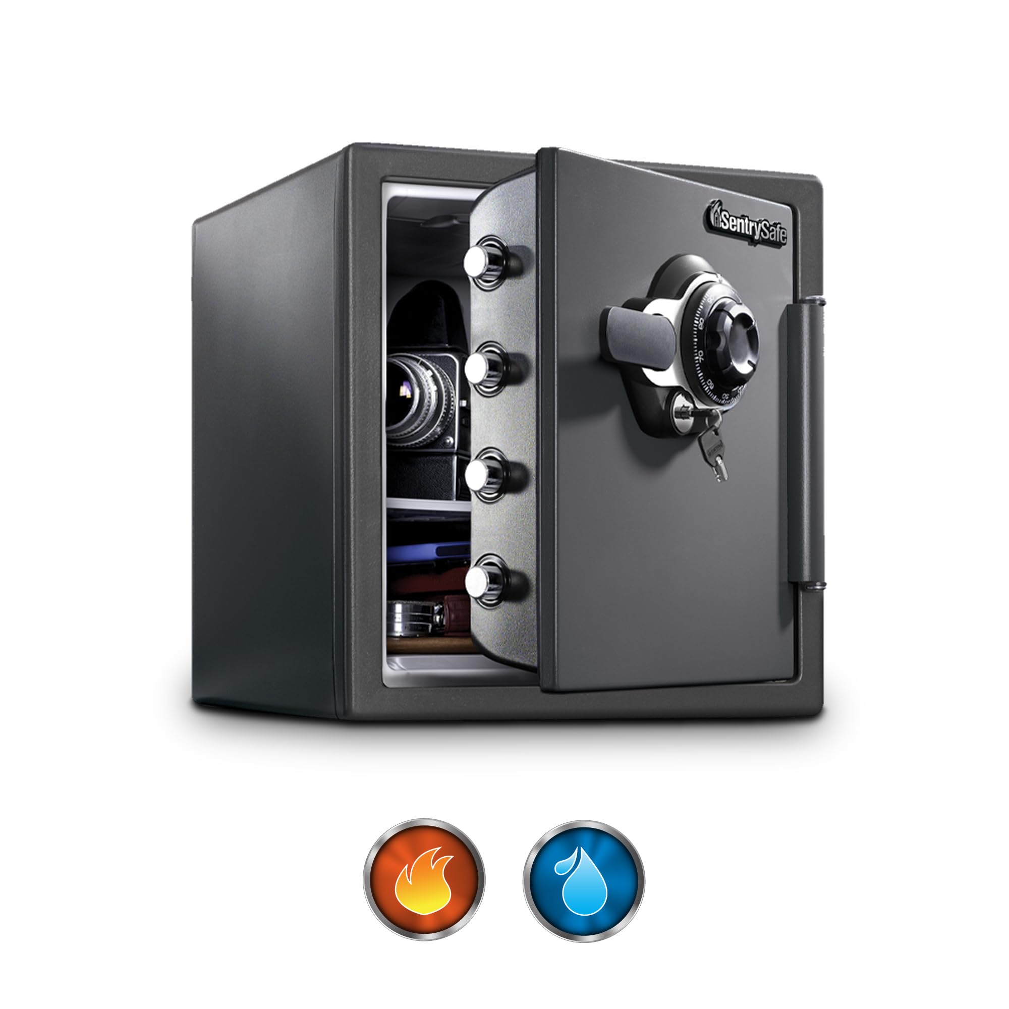 SFW123DSB Fireproof and Water Resistant, 33.6L, Preset dial Combination, Medium Grey, 1.23 cu. Ft. Combo Safe