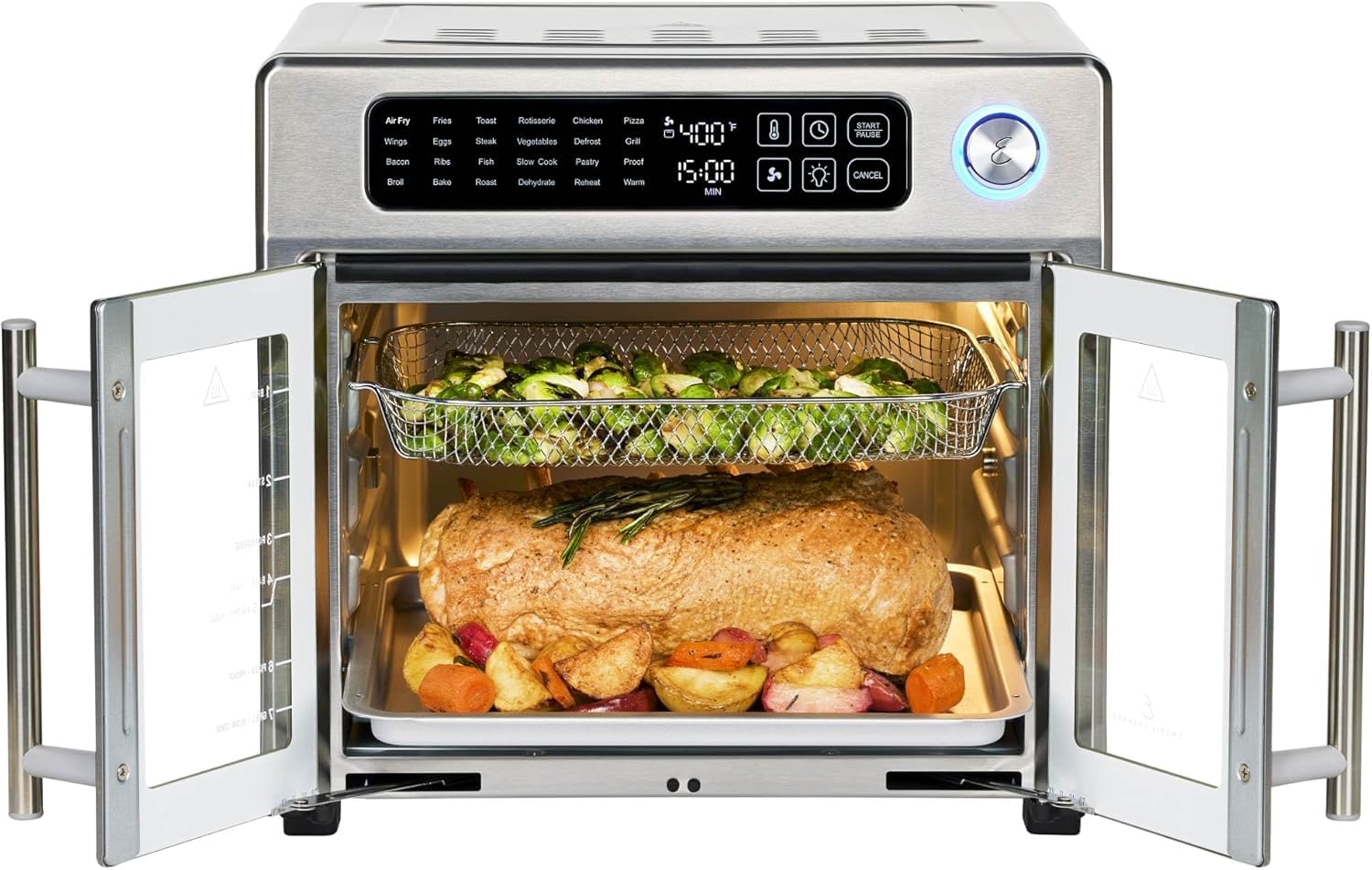 26 QT Extra Large Air Fryer, Convection Toaster Oven with French Doors, Stainless Steel