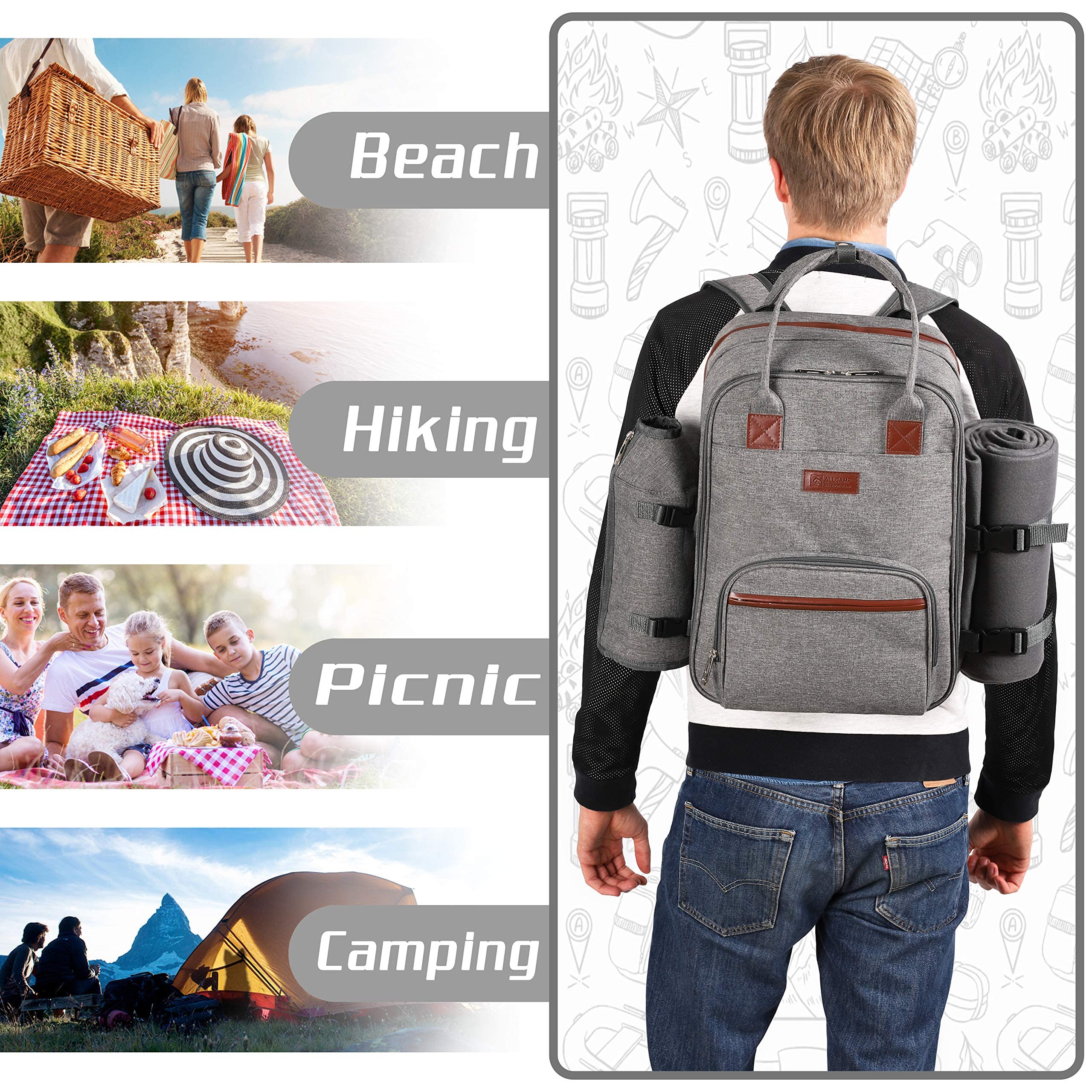 Calvora Picnic Backpack for 2 Person